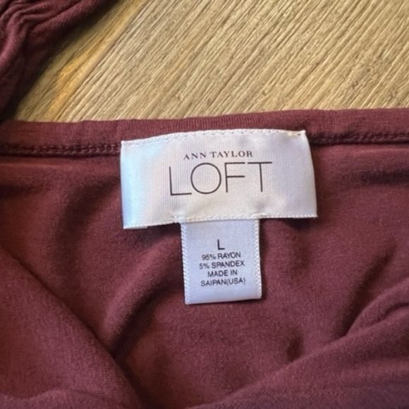 Burgundy Ann Taylor Loft Deep V Tank top - Size Large - Picture 3 of 6
